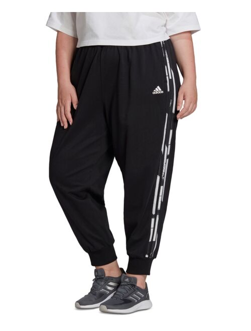 adidas Plus Size Essentials Print 3-Stripes Joggers