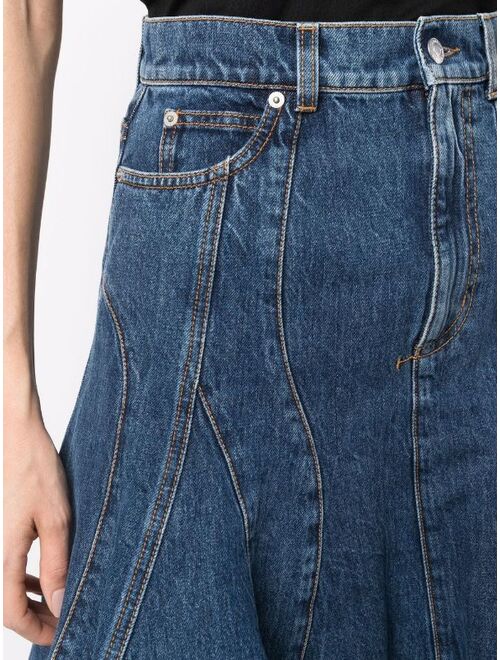 Alexander McQueen asymmetric denim skirt