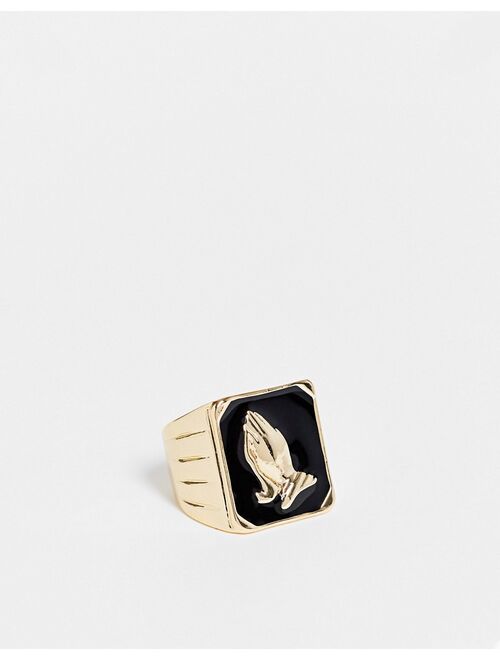 WFTW praying hands signet ring in gold