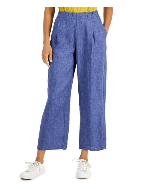 Eileen Fisher Linen Extended Wide-Leg Organic Pants