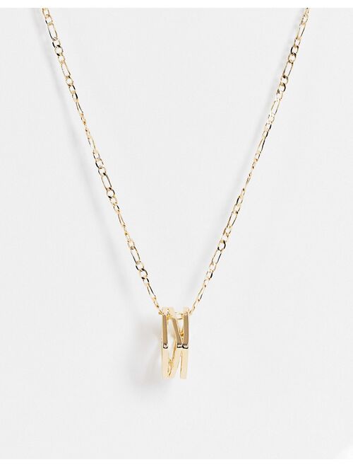 DesignB cutout square figaro chain pendant in gold