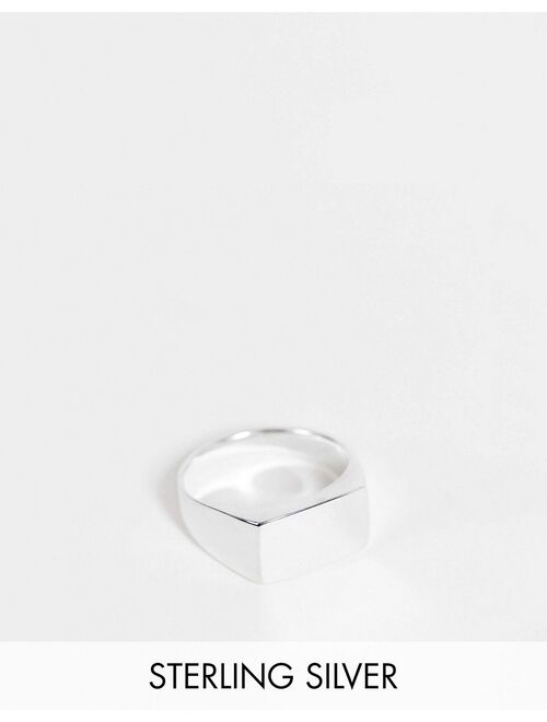 ASOS DESIGN sterling silver square signet ring in silver