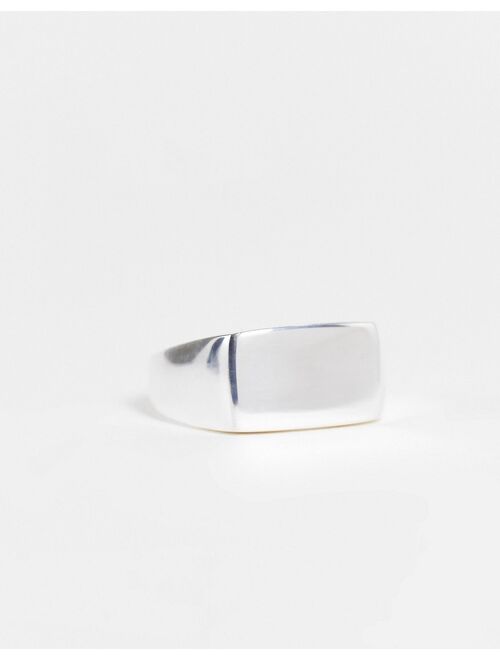 ASOS DESIGN sterling silver square signet ring in silver