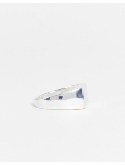 ASOS DESIGN sterling silver square signet ring in silver