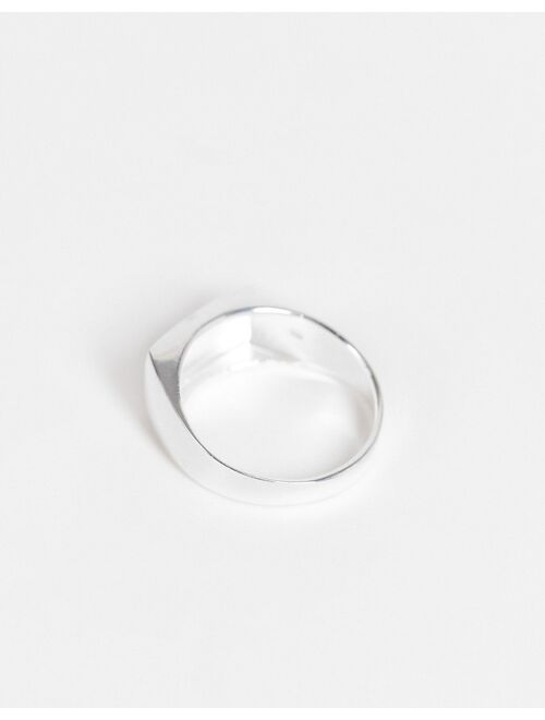 ASOS DESIGN sterling silver square signet ring in silver