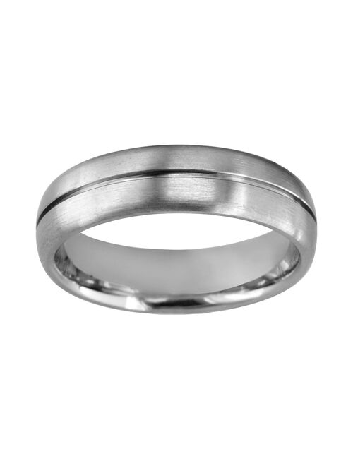 Titanium Center Groove Wedding Band - Men