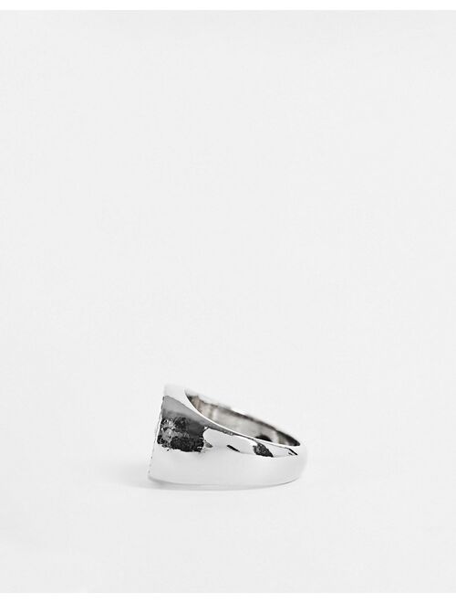 ASOS DESIGN signet ring with sovereign detail in silver tone