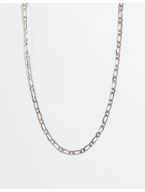 ASOS DESIGN figaro neckchain with emboss in silver tone