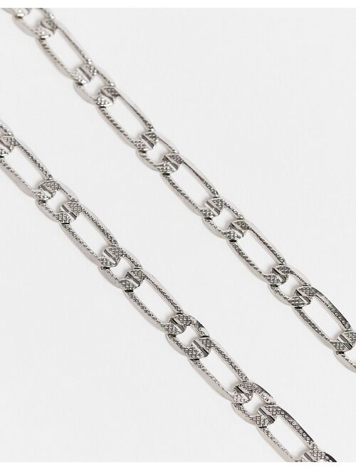 ASOS DESIGN figaro neckchain with emboss in silver tone