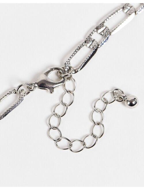 ASOS DESIGN figaro neckchain with emboss in silver tone