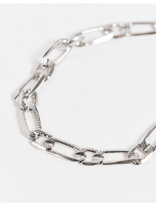 ASOS DESIGN figaro neckchain with emboss in silver tone