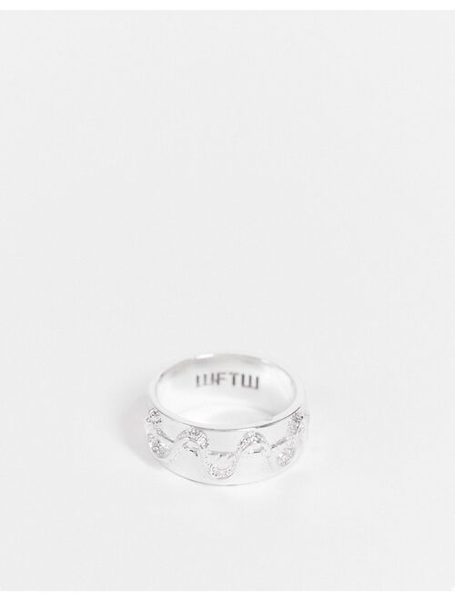 WFTW Serpentine embossed back ring in silver