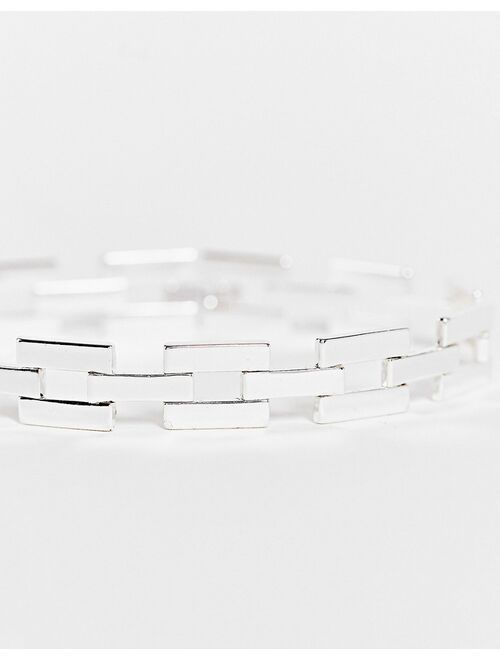 ASOS DESIGN watch chain bracelet with real silver plate