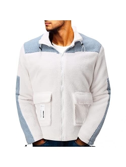 KEEYO Men's Sherpa Fleece Full Zip Jacket Heavyweight Quilted Lined Warm Fuzzy Teddy Coats Relaxed Fit Winter Bomber Jackets