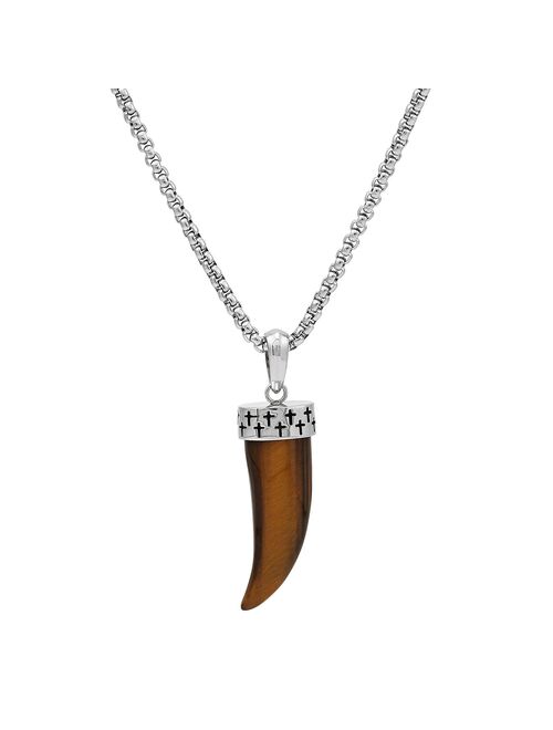 Men's Stainless Steel Tiger's Eye Horn Pendant