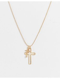 DesignB cutout cross double pendant in gold