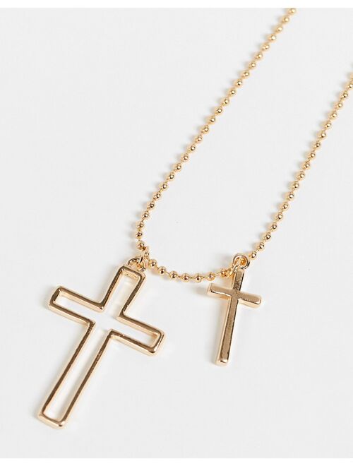 DesignB cutout cross double pendant in gold