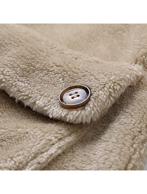 KEEYO Mens Fluffy Sherpa Fleece Jackets Fashion Casual Full Zip Stand Collar Fuzzy Warm Big and Tall Windproof Winter Coats