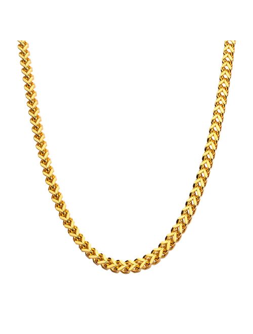 18k Gold Over Stainless Steel 6 mm Franco Chain Necklace