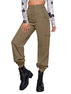 Women's High Waisted Jogger Pants Solid Outdoor Cargo Pants