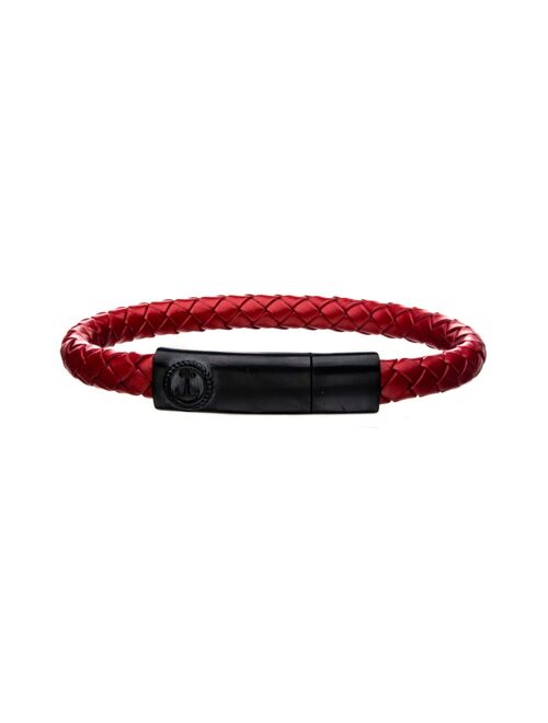 Men's Ion-Plated Stainless Steel Leather Anchor Bracelet