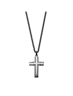 Men's Stainless Steel Damascus Cross Pendant Necklace