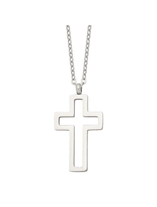 Men's Stainless Steel Openwork Cross Pendant Necklace