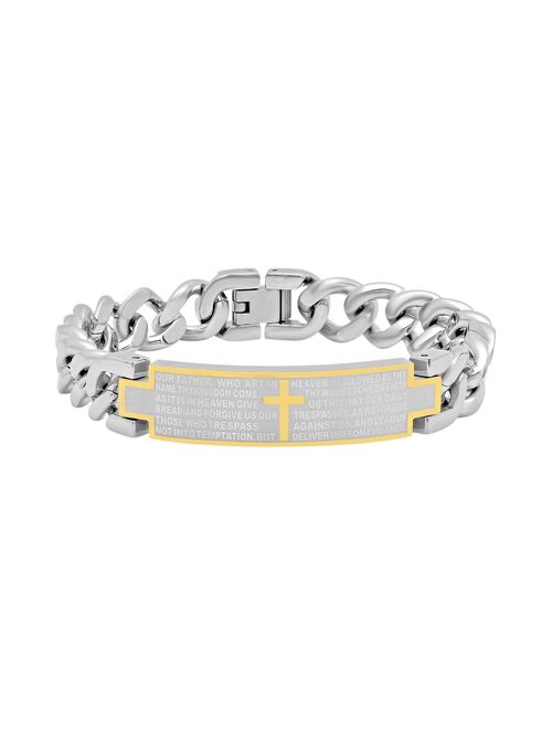 Stainless Steel Two Tone "The Lord's Prayer" ID Bracelet - Men