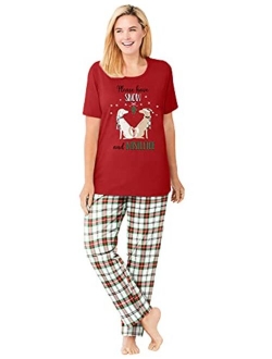 Dreams & Co. Women's Plus Size Graphic Tee Pj Set Pajamas