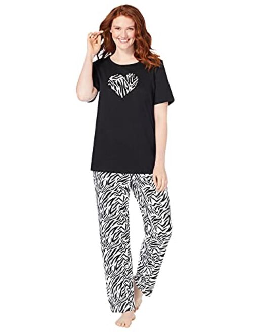 Dreams & Co. Women's Plus Size Graphic Tee Pj Set Pajamas