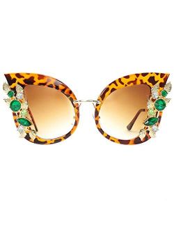 Slocyclub Jeweled Sunglasses Large Butterfly Shaped Oversized Rhinestone Sun Glasses for Women and Girls UV400 Protection