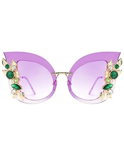 Slocyclub Jeweled Sunglasses Large Butterfly Shaped Oversized Rhinestone Sun Glasses for Women and Girls UV400 Protection