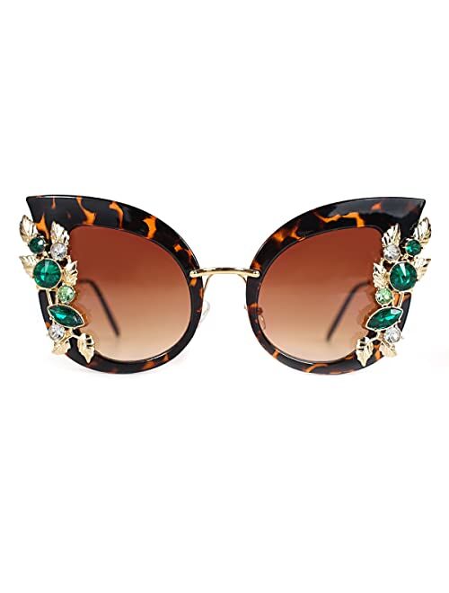 Slocyclub Jeweled Sunglasses Large Butterfly Shaped Oversized Rhinestone Sun Glasses for Women and Girls UV400 Protection