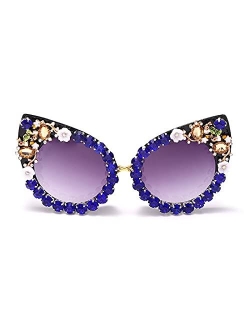 Mincl Oversized Diamond Sunglasses Women Rhinestone Cat Eye Sunglasses Vintage Female Sparkling Party sunglasses Eyewear