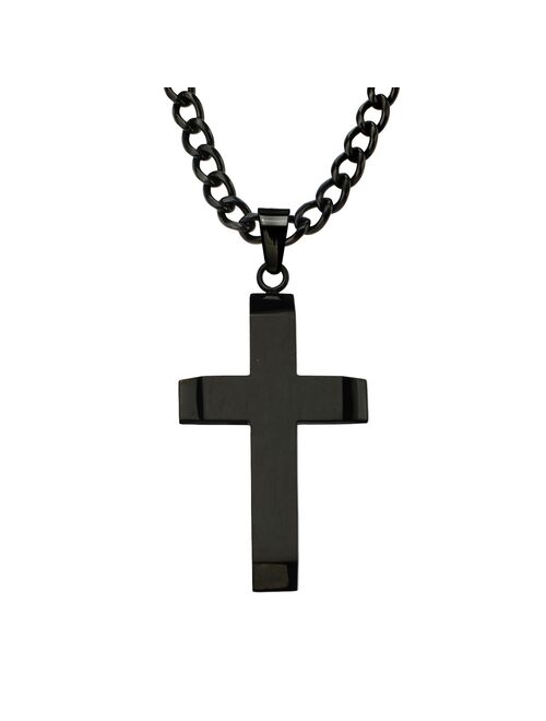 Men's Stainless Steel Black Cross Pendant Necklace