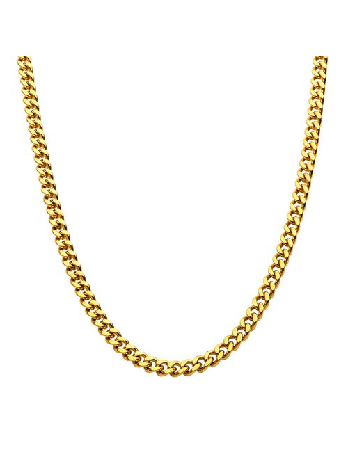 18k Gold Over Stainless Steel 8 mm Miami Cuban Chain Necklace