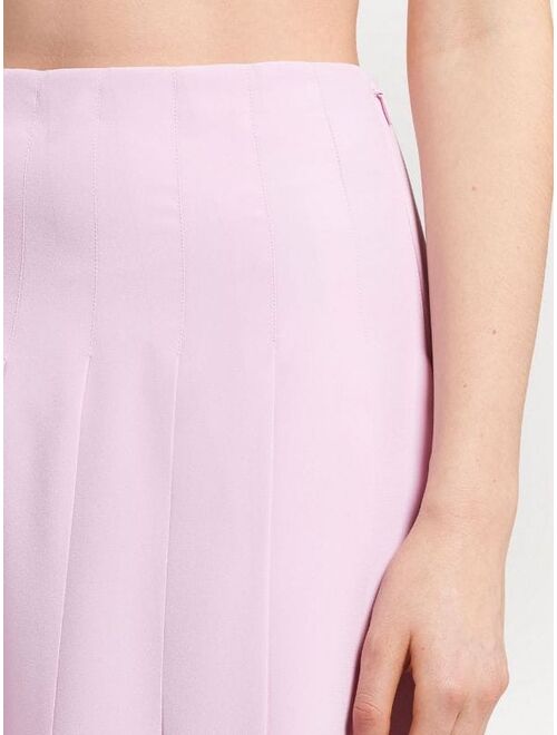 Prada pleated crêpe de Chine midi skirt