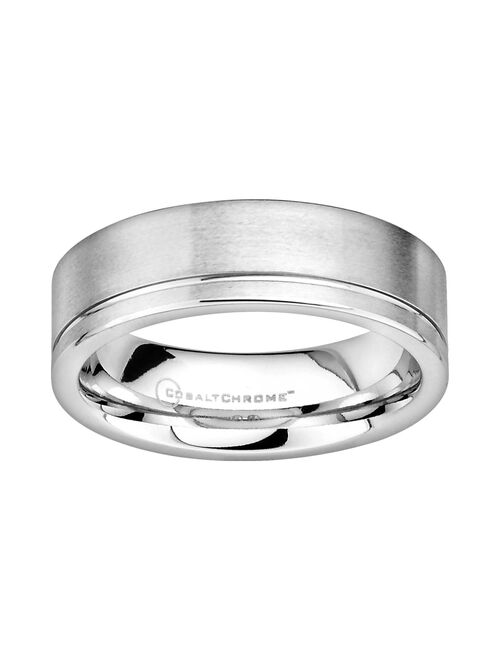 Cobalt Chrome Offset Groove Wedding Band - Men