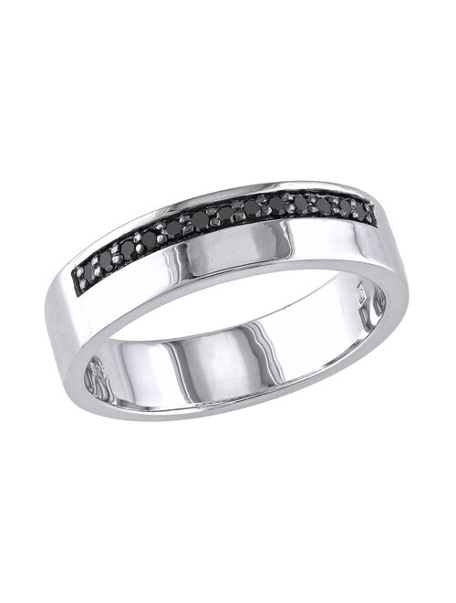 Stella Grace Sterling Silver Black Diamond Men's Ring