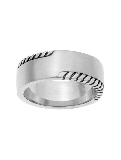 LYNX Men's Stainless Steel Grooved Ring