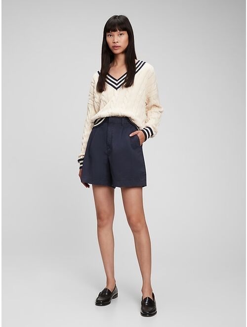 GAP High Rise Pleated Khaki Short with Washwell