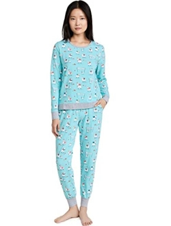 Women's Crew Pullover Jogger Pj Set