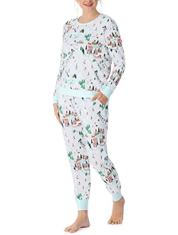 Women's Crew Pullover Jogger Pj Set