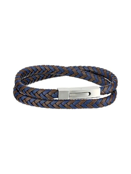 Men's LYNX Two-Tone Braided Leather & Stainless Steel Bracelet