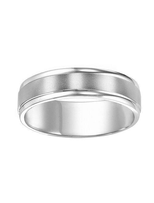 Men's 14k White Gold Satin Stripe Wedding Band