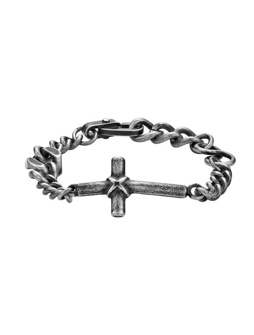 LYNX Men's Stainless Steel Horizontal Cross Bracelet