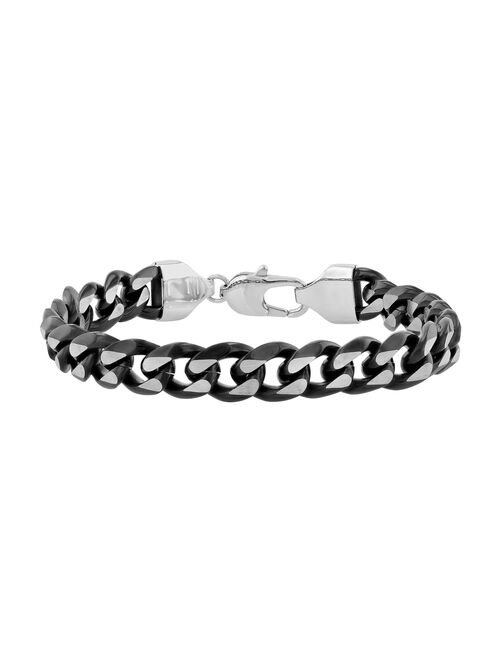 Steel Nation Men's Two Tone Stainless Steel Curb Link Bracelet