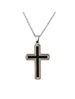 Two Tone Ion-Plated Stainless Steel Cross Pendant - Men