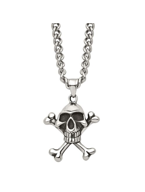 Men's Stainless Steel Skull & Crossbones Pendant Necklace