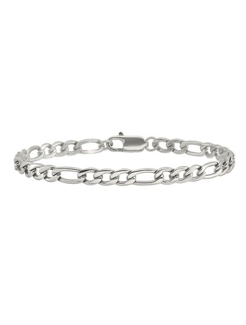 Stainless Steel Polished Figaro Bracelet